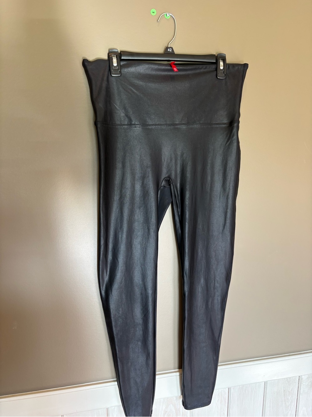 SPANX High-Waist Faux Leather Leggings in Black